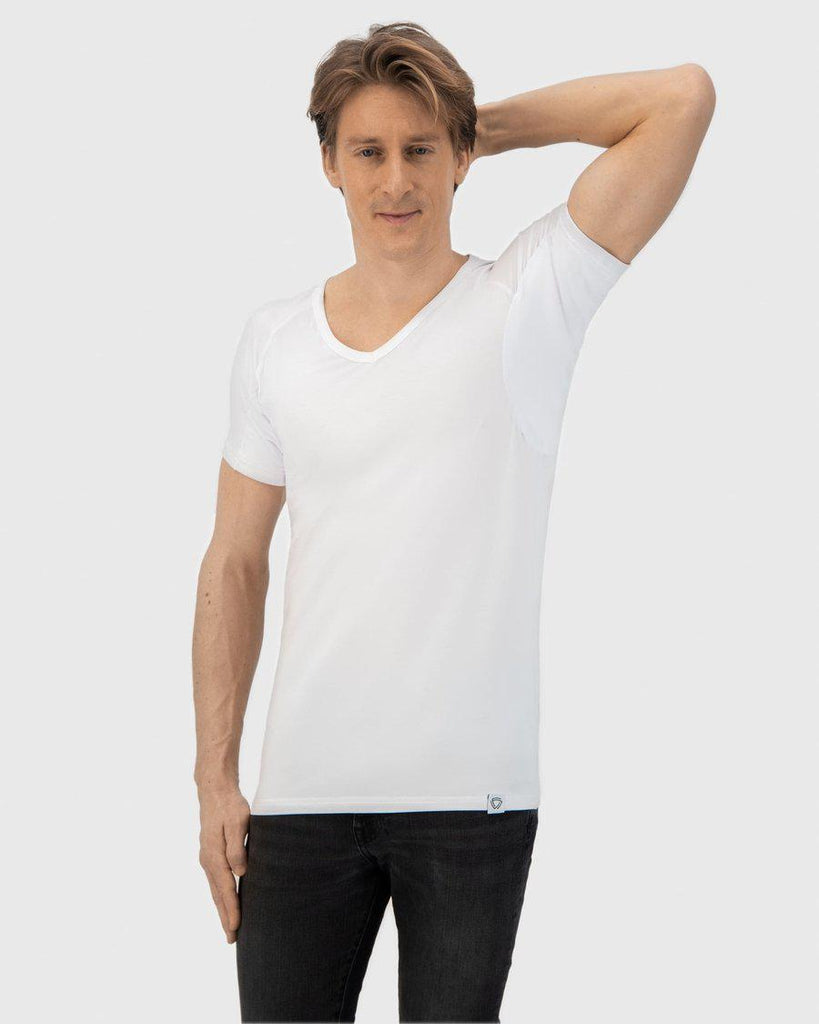 Heren - Anti Zweet Shirt-Wit-V-hals-Fibershirts color__wit+neck__v-hals